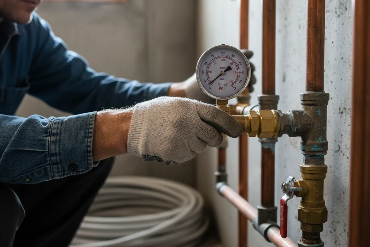 Pressure testing a repaired line during Water Line Repair in Tybee Island